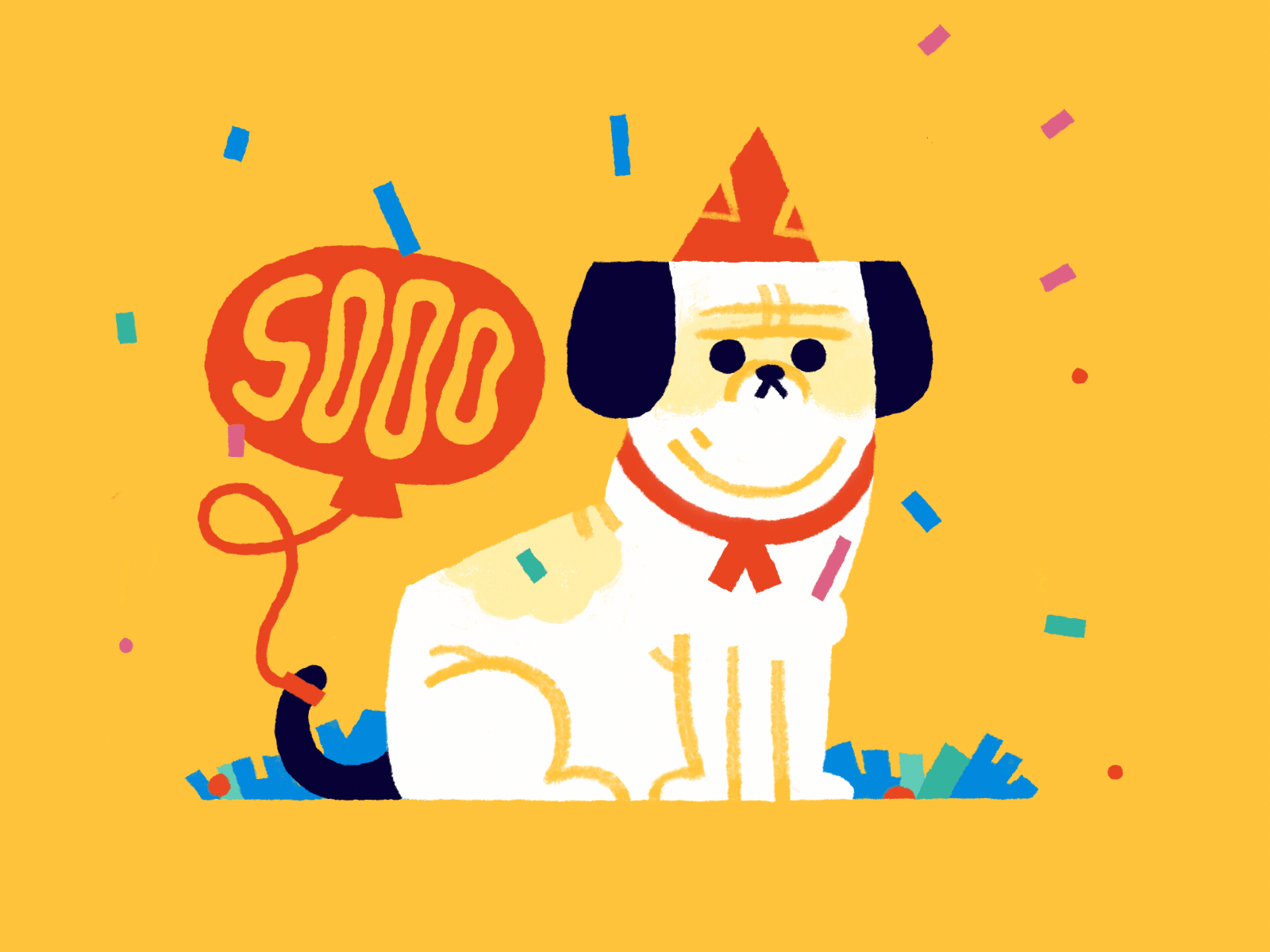 5000 Celebration 5000 ae animation berg branding celebration character cute design dog followers framebyframe funny graphic illustration krylserpo loop mascot motion ui