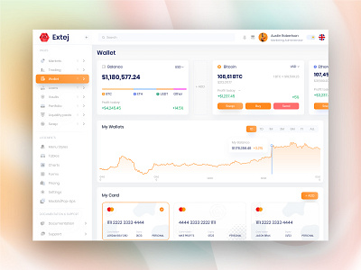 Wallet page for Financial Admin & Dashboard React Web Template admin dashboard bank wallet app crypto wallet crypto wallet app crypto wallet ui cryptowallet dashboard dashboard design dashboard interface dashboard ui digital wallet finance dashboard financial dashboard saas saas dashboard ui ux user experience user interface wallet app web design
