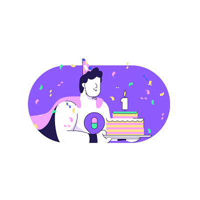 happy birthday branding design graphic design icon illustration line minimal retro simple ui