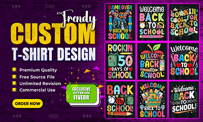 Back To School T-Shirt Design Bundle. back to school t shirt bulk t shirt custom t shirt design graphic design shirts t shirt t shirt design t shirt design free t shirts trendy t shirt typography t shirt design