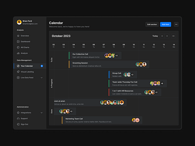 Web Calendar - Lookscout Design System calendar clean dashboard design layout lookscout saas ui user interface ux web application webapp