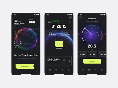 VPN App - UC280720241304 app design application design clean cyberpunk futuristic ios mobile mobile app modern product design react saas sci fi software technology ui ux vpn