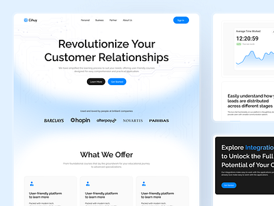 Cihuy - CRM Software Landing Page b2b business clean crm crm website customer management korsa landing page landingpage saas sales ui ui design uiux ux web web design website