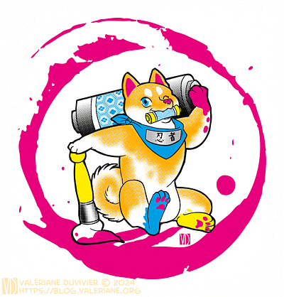 CMYK : Shiba ninja! clip studio paint cmyk dog illustration photoshop screen tone shiba inu