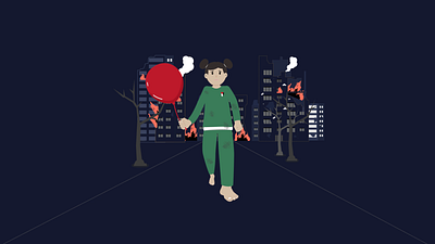 balloon girl in Gaza animation motion graphics
